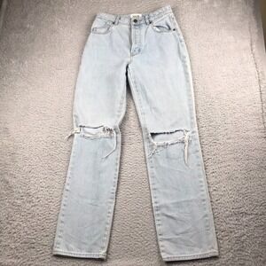 Rollas Classic Straight Jeans Womens AU 8/US 26 (28x30) Light Wash Knee Holes